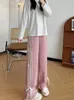 Frauenhose Y2K Pink gestreifte Jogginghosen 2024 Hohe Taille Freizeitbögen weit Bein Harajuku Hosen Streetwear
