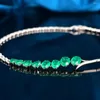 Catene Wong Rain Vintage 925 Sterling Oval Cut Emerald Emerald High Carbon Diamond Gemstone Collana per donne Regali di anniversario