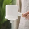 Théière de thé en céramique blanche théière de style japonais pour thé et café théières en porcelaine blanche avec pots à lait à poignée en bois avec couvercle