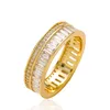 Hip Hop Topling Double Rows Ring Zircon 18K Cadeaux de bijoux plaques oraux réels