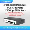 Anahtarlar Xikestor 6port L2 Yönetilen Yönetilmeyen Poe Ethernet Ağ Anahtarı 2.5G RJ45 Ports 10G SFP+ Yuvalar Switch Fansız Fiş ve Oynat