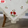 BOHAO Tablecloth Coffee Champagne Tablecloth Square Lace Placemat New Year's Tablecloth Table Placemat Map Red Poppy Embroidery