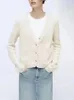Kadın Sweaters Kadın Altın Düğmeleri Örgü HARDIGAN V YAZLIK Uzun Kollu Kadın Slim Fit Tek Breated Sweater Cepler Bahar 2024