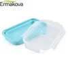 ERMAKOVA Silicone Heat-Resistant Folding Food Storage Container Box Collapsible Lunch Box Bento Box with Airtight Plastic Lid