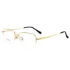 Lunettes de soleil Frames 55 mm hommes Pure Titane Eyeglass Gold Half Grasses Frame Myopie Anti-réflexion Optique Progression Progression Progression