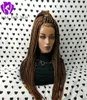 Long medium brown color braided full Lace Front Wig Braided Box Braids Wig With Baby Hair jumbo braids Wigs For Black Women3863854