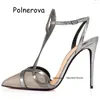 Sandały Patent Patent skórzany cienki nożyce na wysokie obcasy buty dla globalnej klamry letnia impreza elegancka luksus