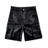 OEM -tillverkare Design svart läder hög midja plus storlek shorts män svart med rygg andbara män shorts