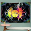 Mandala tapestry vit svart sol och måne tapestry vägg hängande tarot hippie vägg mattor sovsal dekor filt 240409