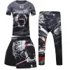 Kickboxing Rashguard Jiu Jitsu T-shirt + pantalon Kids 4 / PCS Set shorts MMA Muay Thai Boxing Jerseys BJJ