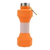 Vattenflaskor Gym Bottle Silicone Läcksäker fällbar hantel för fitnessresor 650 ml män cykling