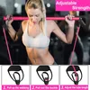 Portable Pilates Bar Kit with Adjustable Resistance Band for Different Height, Home Gym Exercise Stick Yoga Bar with Foot Loop