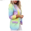 Damespakken Blazers Blazer For Women Spring Tie-Dye gradiënt lange mouw raapel Jacket Business Pak kantoor dame casual blazer vest c240410