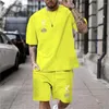 Men's Tracksuits 3d verão chique casual todos os dias vestir roupas Crown K Camiseta de impressão seca curta Manga de moda de duas peças shorts para homens