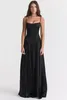 Casual Dresses Mozision Lace-Up Satin Maxi Slipdress Women Black Spaghetti Strap ärmlös Backless Dress Femme Club Party kväll