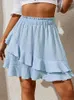 Skirts Summer Skirt Ruffled Style Solid Color Girl Dance High Waist Elegant Women Casual Female Lady Party Club Wear