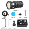 Professionell LED -dykningslampa 18000lm Cob Tactical Torch IPX8 Vattentät bländning Videokamera Ljus Vit Blue Red Fill Light