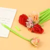 Cute Creative Rose Flower Silicone Gel Pen 0.5mm Black Ink Neutral Pencil Signature Writing Supplies Home Decor School Supplies