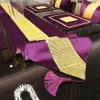 1pc Tassel Table Runner Purple Velvet Placemat Servetten Luxury Golden Diamond Decor för bröllopsfest Dinnerbordsdekoration