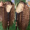 Vshow Water Wave 13x4 Lace de encaje Peluca para mujeres negras Brown Human Hair 4x4 Cierre de pelucas rubias rizadas húmedas y onduladas
