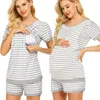 Pajamas for Pregnant Women Breastfeeding Homewear Striped Nursing Pajama Set Maternity Labor and Delivery Clothes Summer