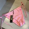 Top 10a Bikini Swimswear Menuseio de banho de maiô de maiô de maiô Triângulo Triângulo Biquíni Menina de banho French Retro Maillot de Bain Print Beach Wear Holiday Pink Sexy Pink