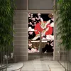 Japanese Ukiyo-e Door Curtain Carp Crane Doorway Curtain Cherry Blossoms Linen Decorative Drapes Cafe Restaurant Decor Partition