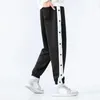 Mężczyznowe spodnie boczne kieszonkowe spodnie luźne sporty z zamknięciem guzików szeroka noga design elastyczna talia do treningu na siłowni