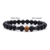 Beaded Armband 8mm Frosted Black Volcanic Stone Amber Stone Weathered Stone Women's Energy Yoga Armband