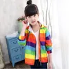 Biniduckling Kids Boys Girls Fleece Coats Rainbow Stripe Autumn Child Jacket Stupy Wited Braybreaker Warm Stack