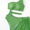 2024 Bikini Set Bir Parça Seti Mesh Plajı Etek Hollow Seksi Mayo Kadınlar için
