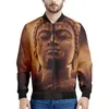 Herrenjacken Buddha Statue Mandala Print Bomber Jacke 3D Langarm Sweatshirt Cool Street Übergroße Reißverschlussmantel