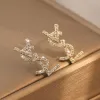 Gold Bated Austrian Crystal Letter Stud for Women European e EUA Popular Brincos de Designer Popular Redes de Jóias Noivas