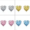 2022 INS Top Sell Stup Orecchini semplici gioielli di moda Solitaire Multi Color 5A Cubic Zircon Cz Diamond 925 Sterling Silver Heart 293T