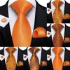 Coules de cou Gift Mens Tie Orange Stripe Silk Wedding Tie Mens Dibangu Design Hanky Cuffe Links Hi-Quality Mens Tie Set Direct Shippingc240410