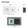 Minitiger White Luxury Glass Panel 2 Gang Wall Power 16A EU Standard Electrical With Female TV Jack Double Outlet 146 mm * 86 mm