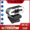 Webcams Trustdii Full HD 1080P 2K 4K Webcam Auto Focus Preencher a câmera da web leve com microfones transmitido ao vivo USB PC Web Cam