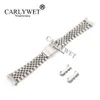 CARLYWET 13 17 19 20 22mm Hollow Curved End Solid Screw Links Silver 316L stainless Steel Replacement Watch Band Strap Bracelet209C