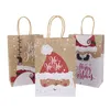 Multi -Style Frohe Weihnachten Kraftpapier Tasche Santa Claus Geschenktüten mit Griffen Weihnachten Präsentieren Aufbewahrungstasche Partyzubehör 3/5 PCs