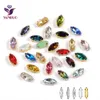 Yanruo 4200 Navette Colors Beads Fancy Stones Silver Claw setting Glass foredlework Jewelry Garment Sewing Crafts