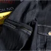 Sokotoo Herren Stickerei Lange abtrennbare Hülle schwarze Denim -Jungenklammern lässig gestickte Taschen Frachtjeans Overalls Hosen 240403