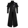 Halloween Medieval Steampunk Assassin Elves Pirate Costume For Adult Black Vintage Long Split Jacket Gothic Armor Leather Coats