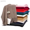 Halsdukar kvinnor vinter mjuk varm kashmir halsduk lyx varumärke ull halsdukar khaki pashmina sjalar svarta mens poncho kashmir halsdukar 240410