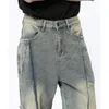 Herren Jeans Korean High Street Lose Reißverschluss lässig Baumwolle gerade 2024 Frühlingship Hop Nische Vintage Spleißen Devise