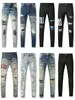 Miri Fashion High Quality Mens Cool Style Designer Denim Pant de biker en détresse Ripped Black Black Purple Jeans ajuster les pantalons