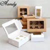 Amoliy 2/4/6/12 fori per imballaggio cupcake box muffin scatola biscotto scatola da pasticcul