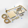 Gold Shower Set Bathroom Digital LED Shower System Wall Mount Thermostatic Bath Faucet Hot Cold Water Mixer Tap SPA Rainfall Tap