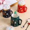 Canecas canecas caneca de natal conjunto xícara de café fofo e xícaras árvores Santa Snow globe festivo com inverno