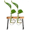 Vase Plant Propagation Stations Hore Tabletop Decorations Crafts用のレトロな木製スタンド付き水耕栽培花瓶のヴィンテージデスクトップ