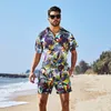 Herren 2 -teilige Hawaiian -Hemden Outfits Tropical Print Kurzärmel Button Down Hawaiian Shirt und Shorts Set Plus Size S m l xl xxl